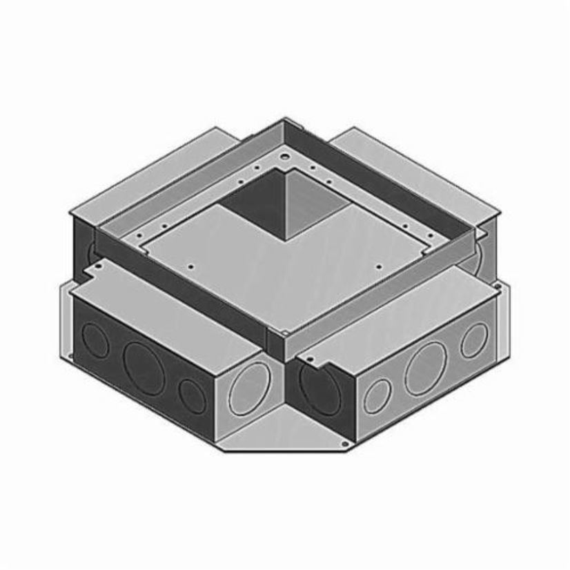 Thomas & Betts Steel City® 665-SC Recessed Service Floor Box With Knockout, Stamped Steel, 126 cu-in Capacity, 4 Gangs, 4 Outlets, 28 Knockouts, 12-1/8 in L x 12-1/8 in W x 3-1/2 in H